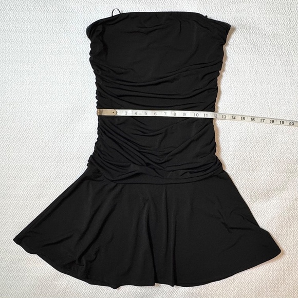 NWOT House of Harlow Strapless Black Mini Dress Ruching A-line Skirt Size S - Picture 12 of 15
